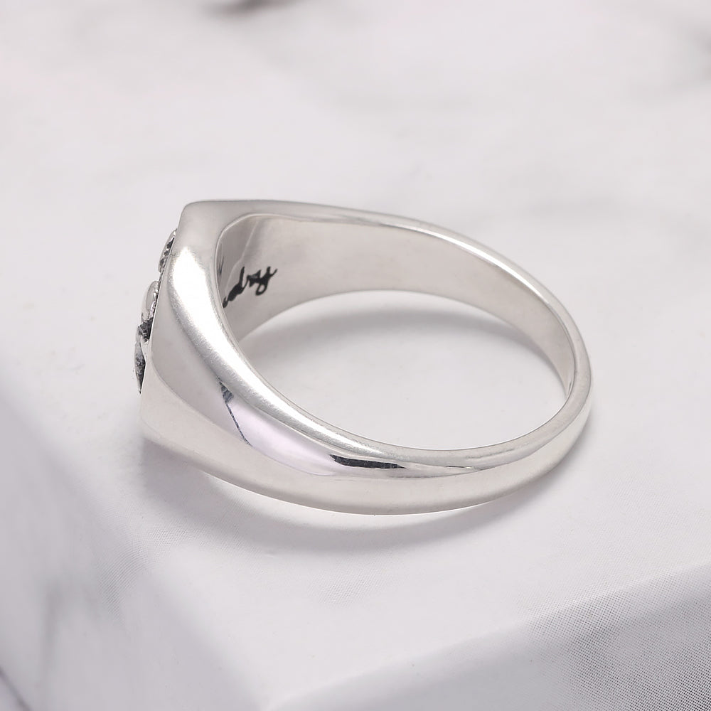 RogJewelry Symbol Signet Stackable Rings in Sterling Silver Gold/Silver Pinky Ring for Women and Men 14k Gold Plated Jewelry
