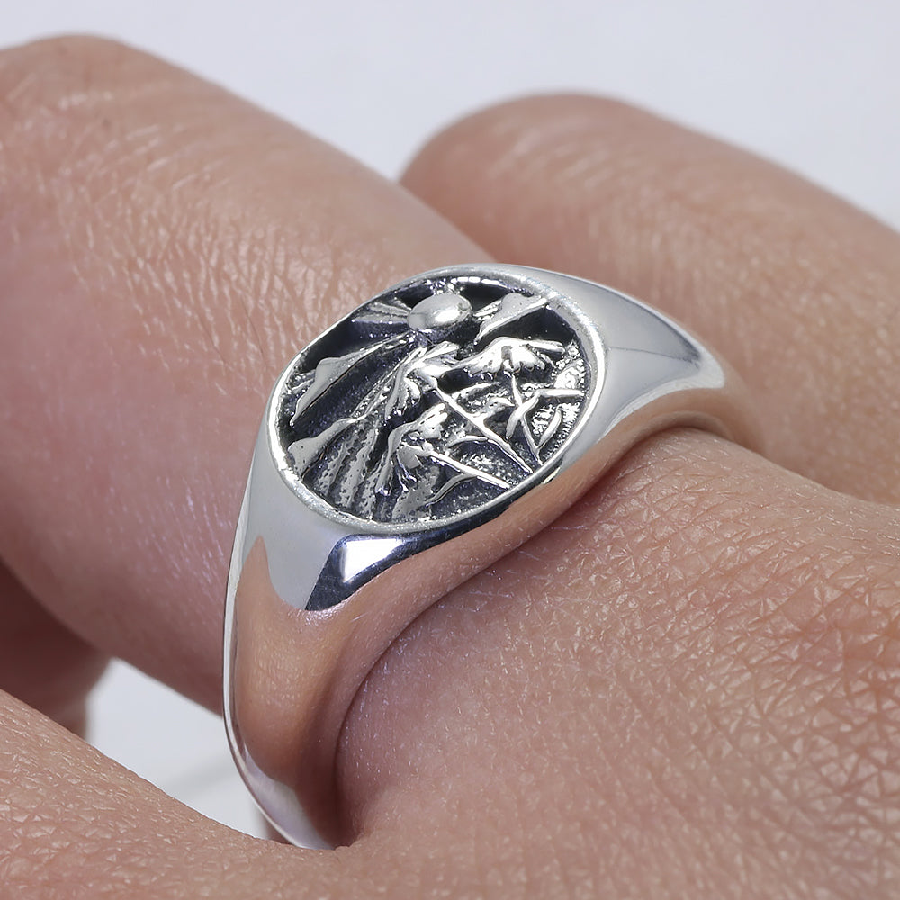 RogJewelry Symbol Signet Stackable Rings in Sterling Silver Gold/Silver Pinky Ring for Women and Men 14k Gold Plated Jewelry