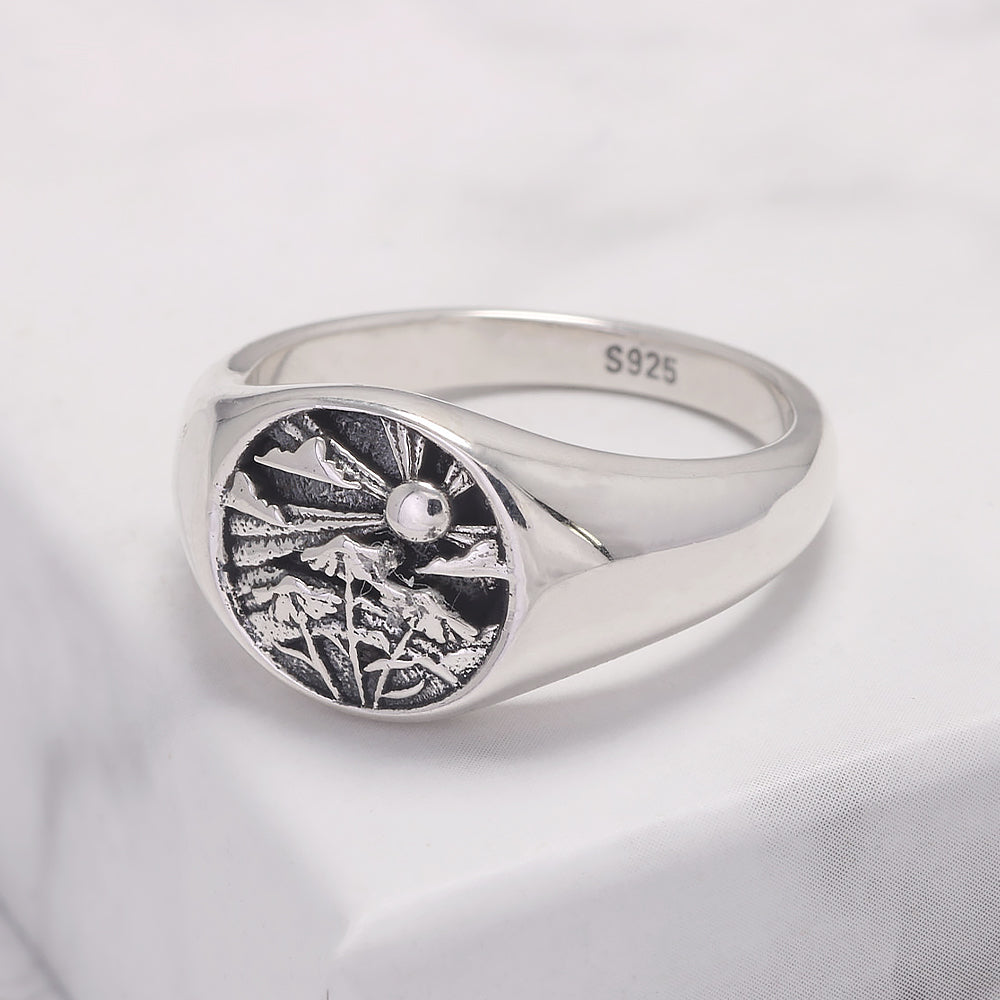 RogJewelry Symbol Signet Stackable Rings in Sterling Silver Gold/Silver Pinky Ring for Women and Men 14k Gold Plated Jewelry