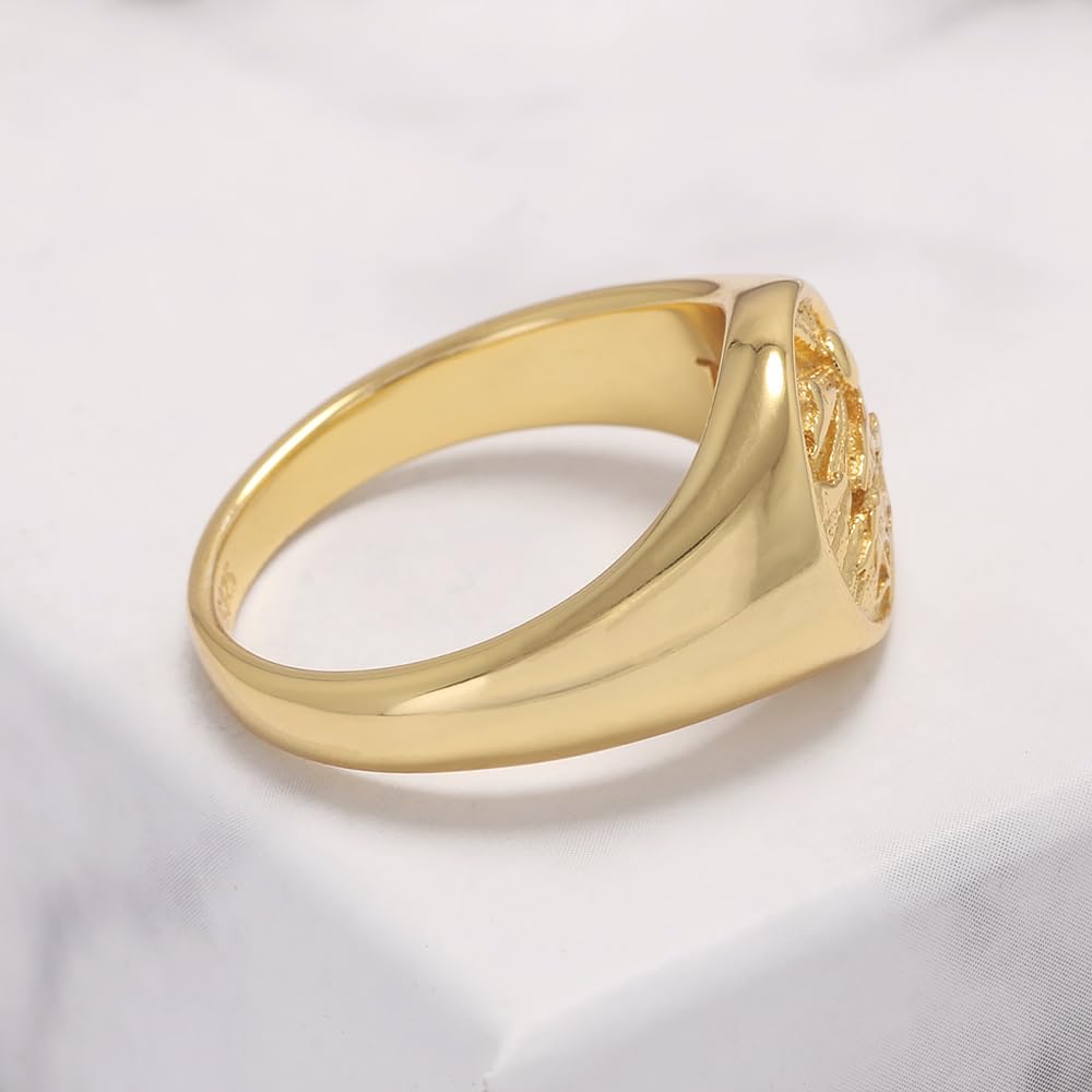 RogJewelry Symbol Signet Stackable Rings in Sterling Silver Gold/Silver Pinky Ring for Women and Men 14k Gold Plated Jewelry