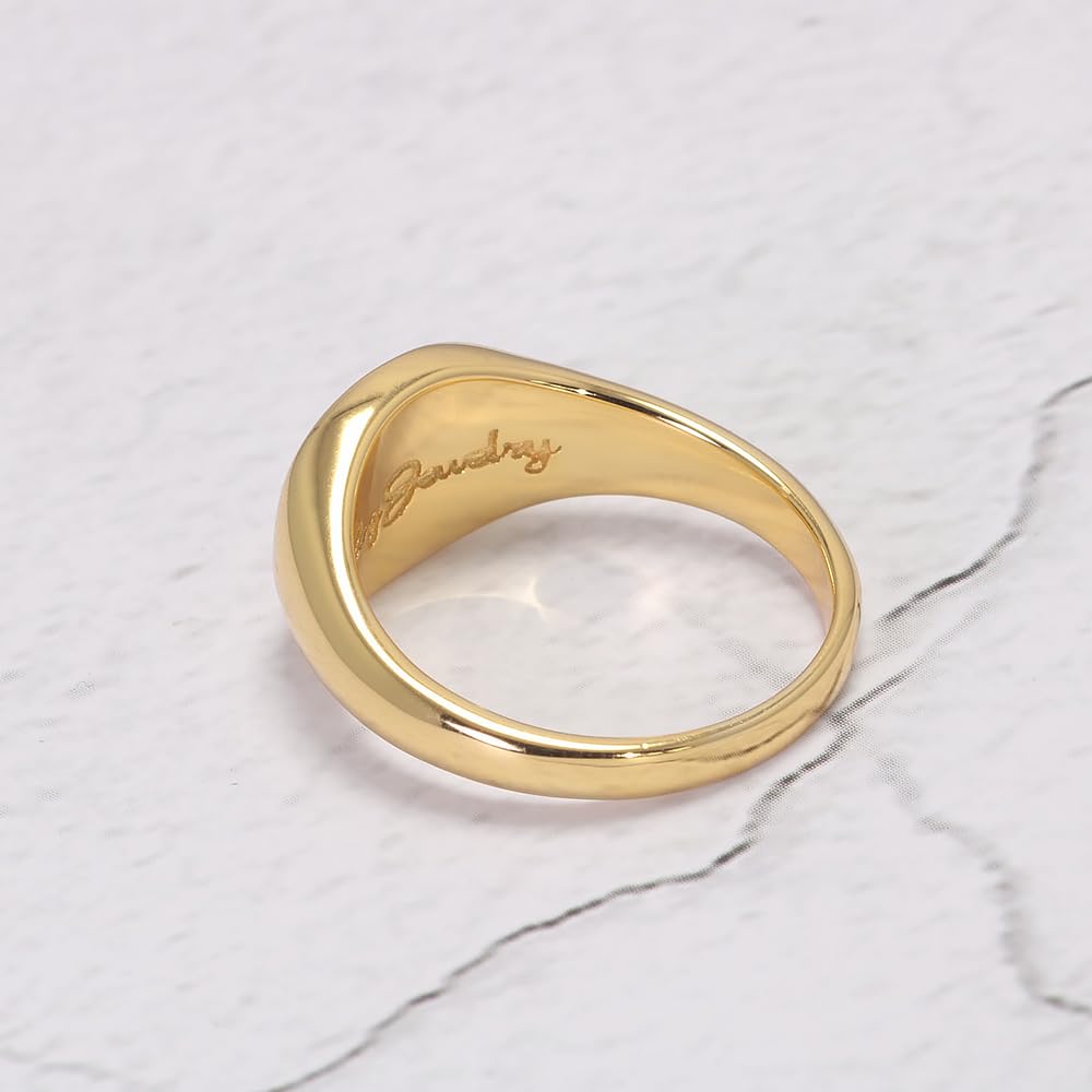 RogJewelry 14k Gold Plated Simple Moon Star Symbol Dainty Rings for Women Men Pinky Signet Ring in 925 Sterling Silver