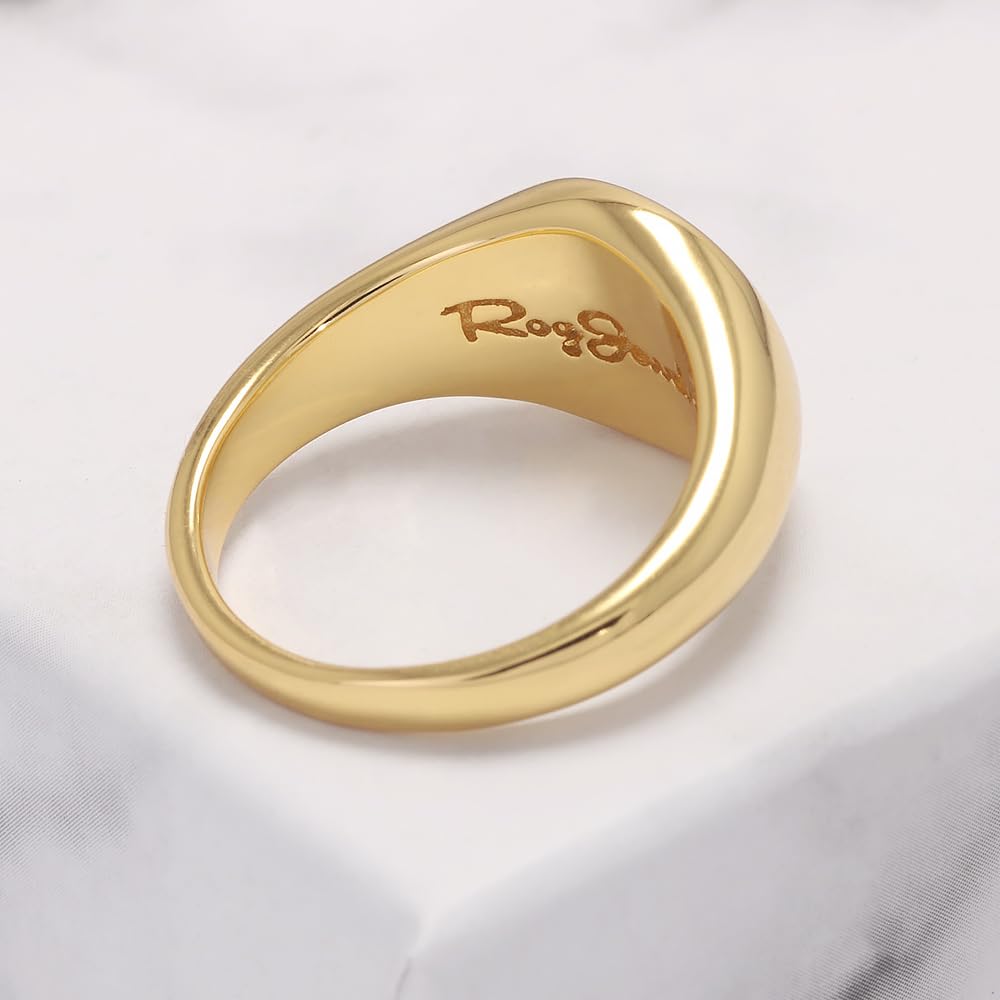 RogJewelry Symbol Signet Stackable Rings in Sterling Silver Gold/Silver Pinky Ring for Women and Men 14k Gold Plated Jewelry
