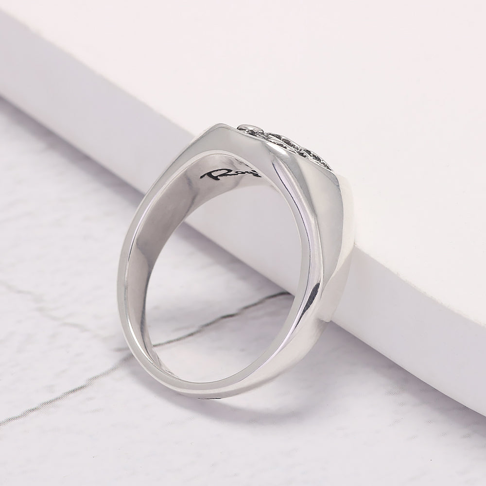RogJewelry Symbol Signet Stackable Rings in Sterling Silver Gold/Silver Pinky Ring for Women and Men 14k Gold Plated Jewelry